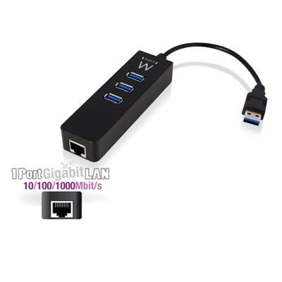 HUB USB 3.1/3.0 3PORTE + LAN GIGABIT  NERO