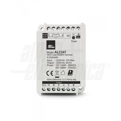 CONTROLLER LED RGBW 12/24V 12A 3A X 4 CANALI WIFI APP E PULSANTE